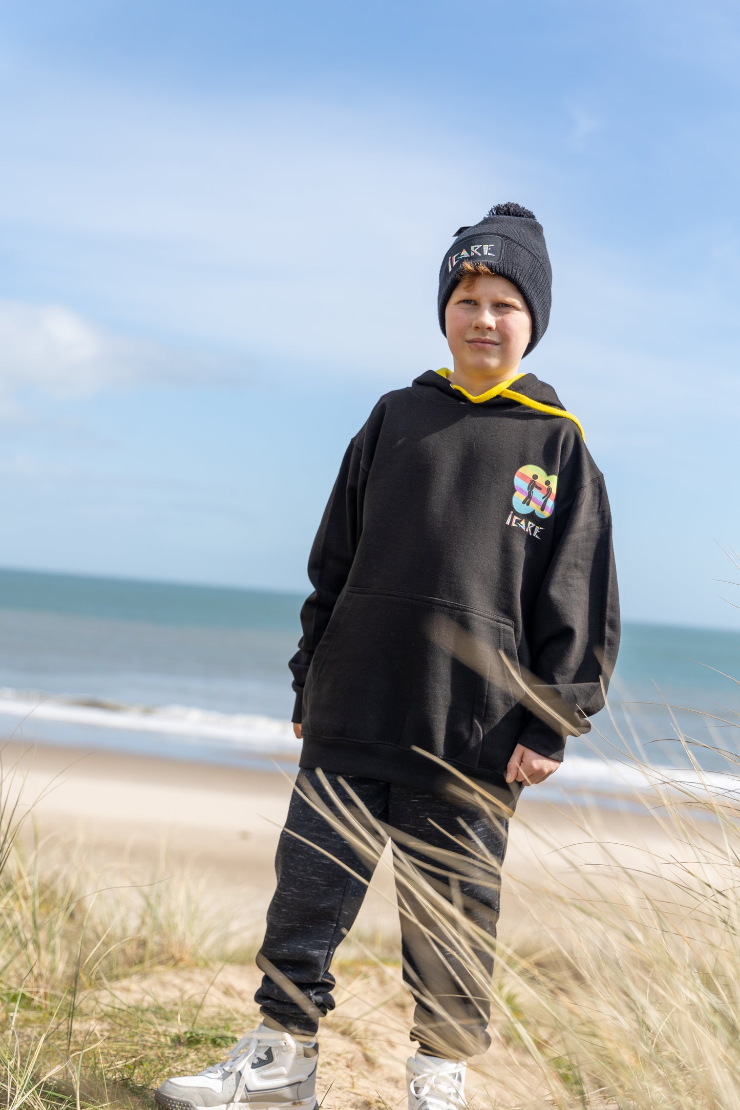 iCare Hoodie Black with Yellow Hood