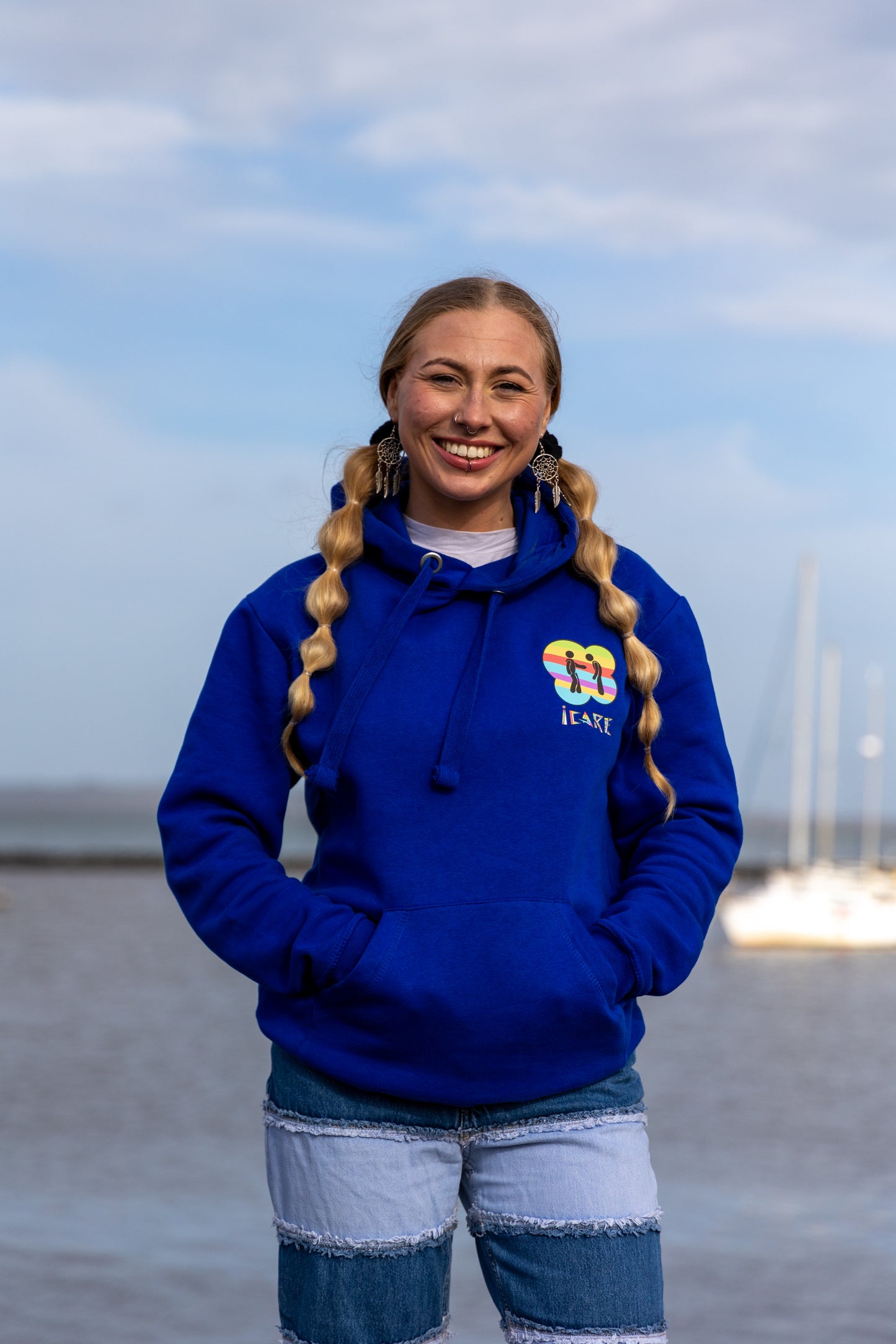 Royal Blue iCare Hoodie - thick design