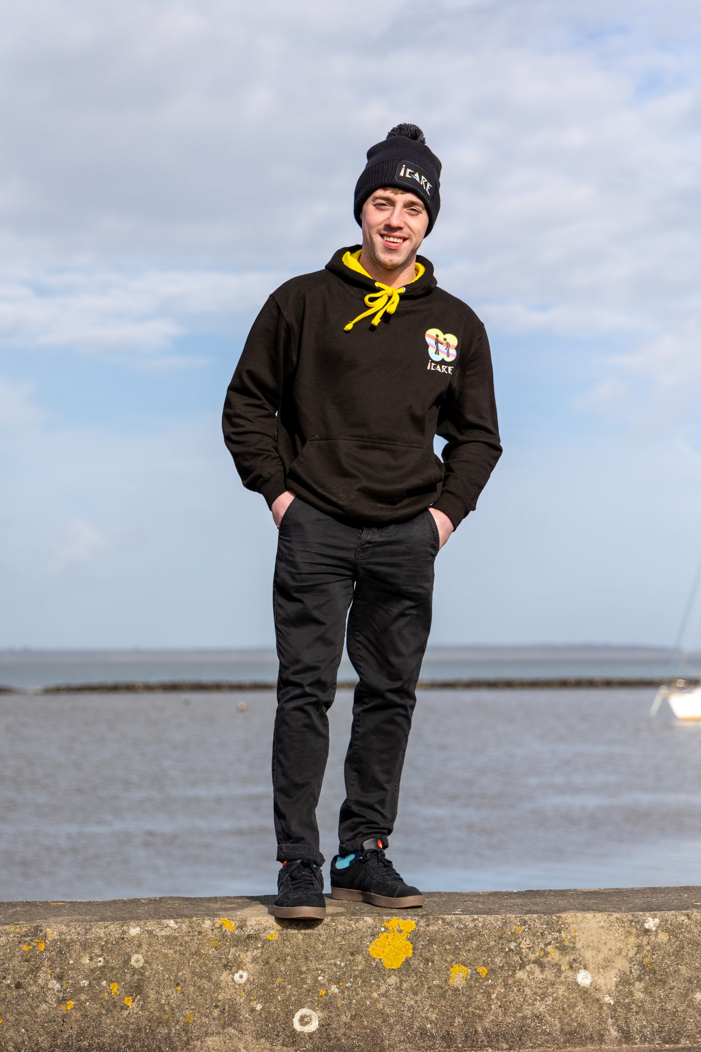 iCare Hoodie Black with Yellow Hood